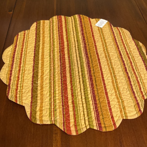 Reversible Scalloped Round FloralTable Mat - Picture 4 of 5